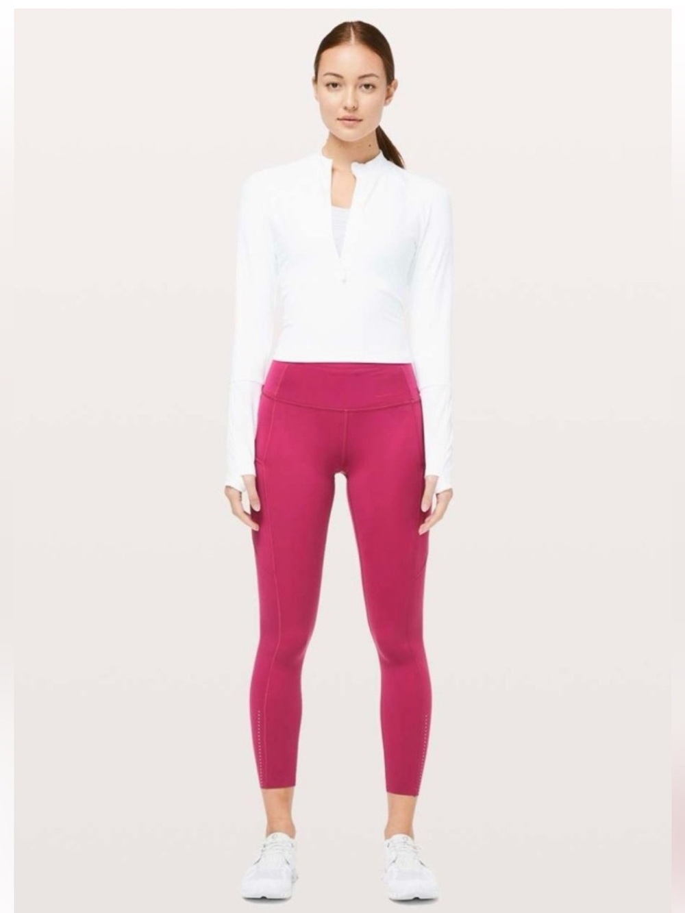 Lululemon Sz 4 Fast & Free 7/8 Tight II *Nulux 25" in Violet Red (dark hot pink)